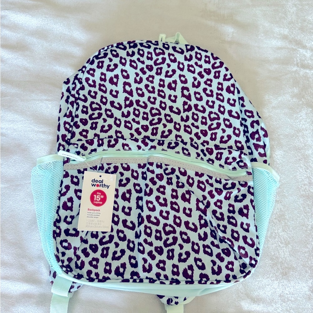 Leopard Print Backpack with Mint Accents